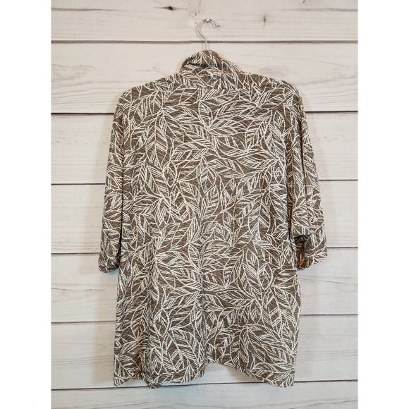 JM Collection Women's Brown Leaf Print 3/4 Sleeve Open Front Cardigan Size XL - Picture 2 of 5